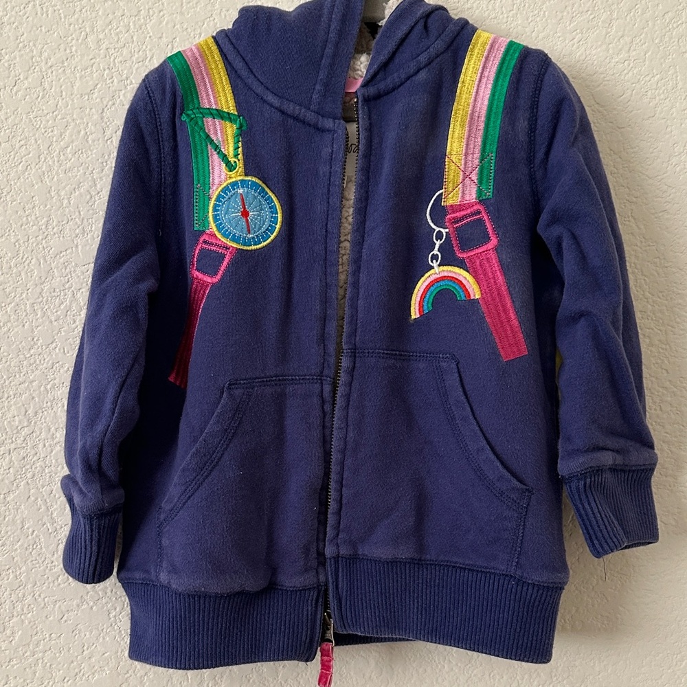 Mini Boden Navy Backpack Sherpa Hoodie